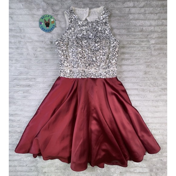 Prom Gown Women's Sz Small Sequin High Neck Corset Top Fit &‎ Flare Short Dress - Picture 1 of 11